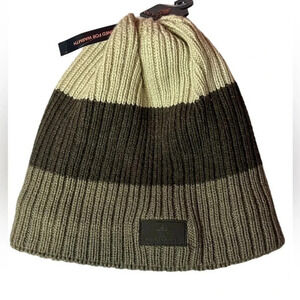 Rainforest Tri-Color Knit Winter Hat Green Black‎ Tan NWT Fleece Lined